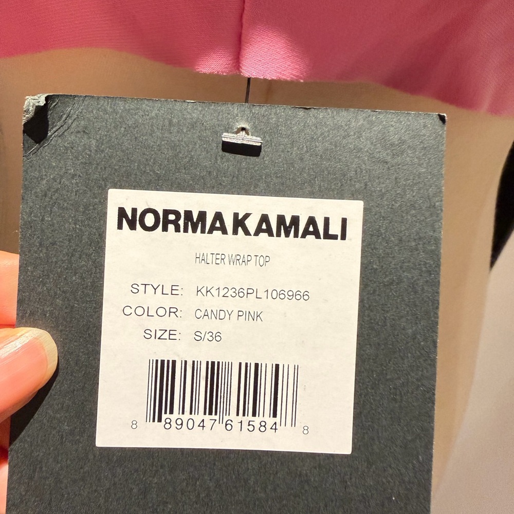 Norma Kamali Pink Wrap Halter Tie Top - Picture 4 of 7